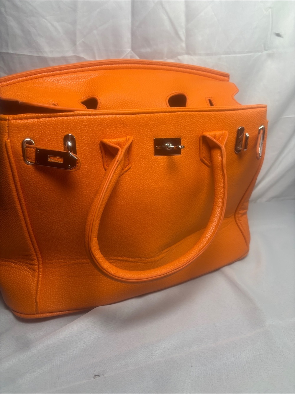 Classic Structured Orange Tote Bag - Women's Handbag